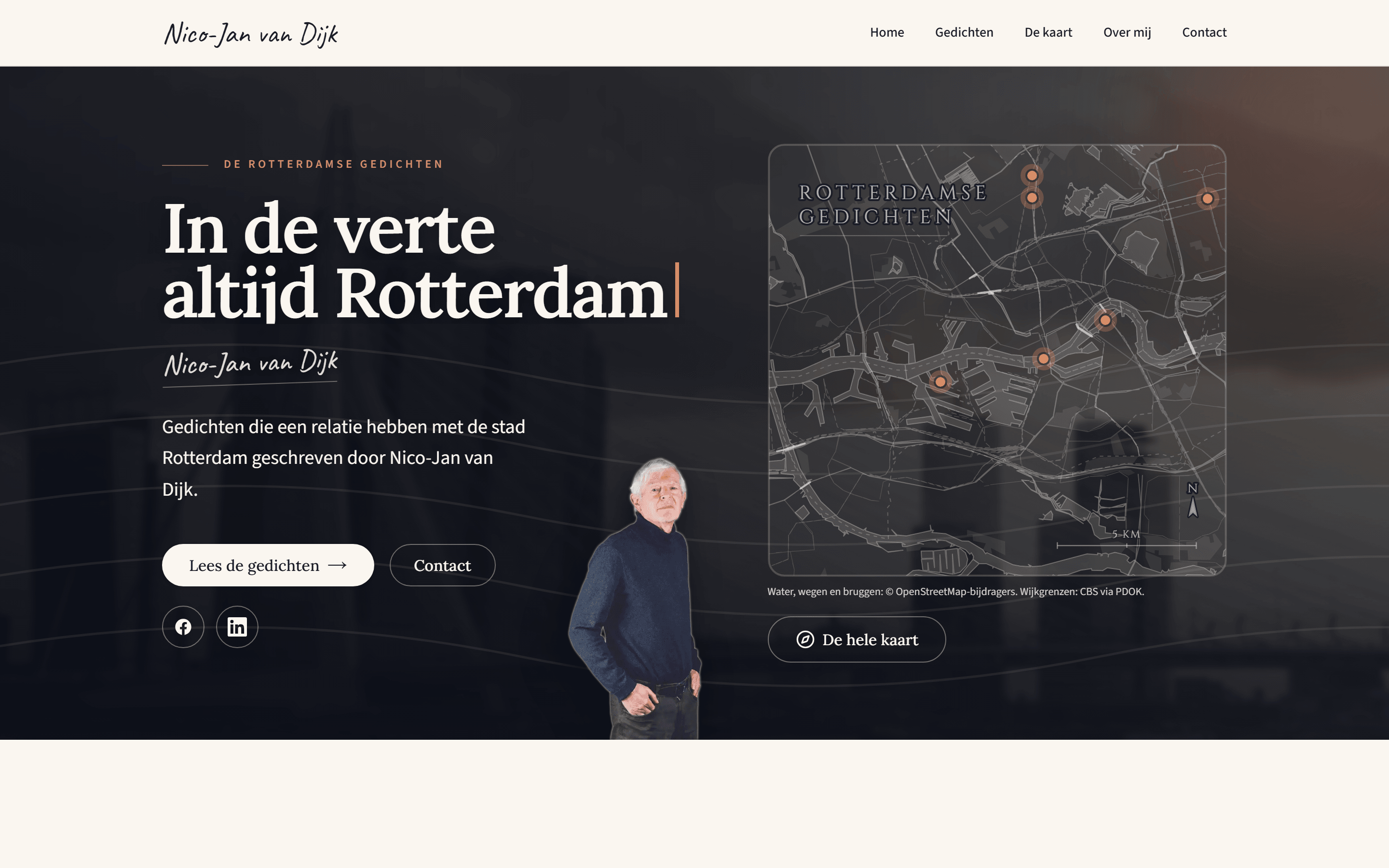 De website van dichter Nico-Jan van Dijk, getoond op een laptopscherm