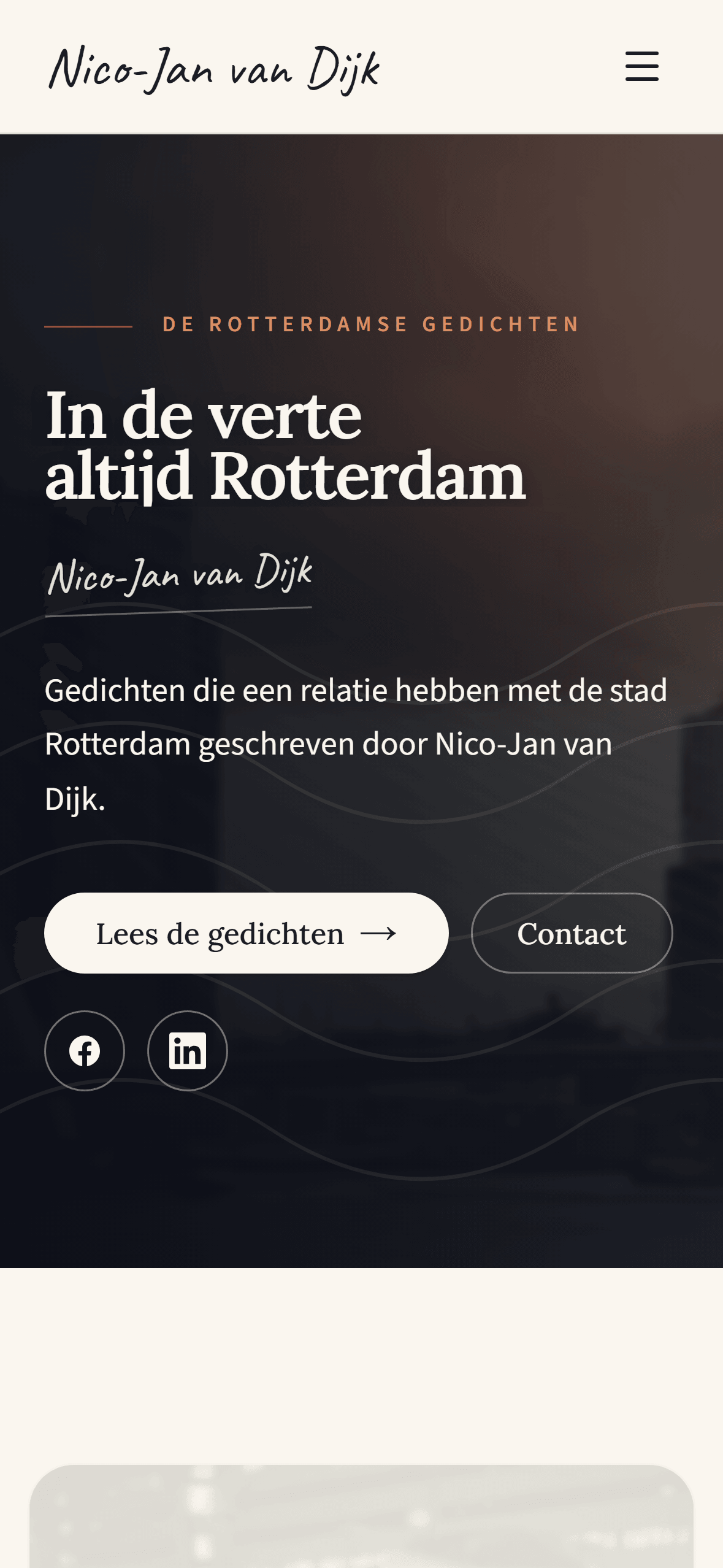 De website van dichter Nico-Jan van Dijk, getoond op een telefoonscherm